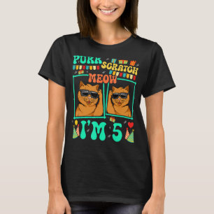 Camiseta Miau Arranhão Meow Eu Tenho 5 Aniversário de 5 Ano