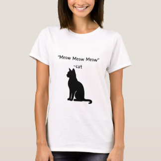 Camiseta Miau Miau Miau – Citação de Gato Fofo em Silhueta