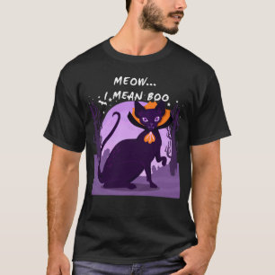 Camiseta Miau Quero Dizer Boo Halloween Vampiro Gato Esfin