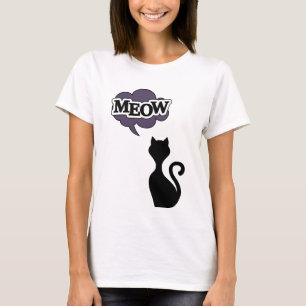 Camiseta Miau roxo de gato preto