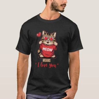 Camiseta Miau Significa Eu Amo Você Amante de Gatos Fofos