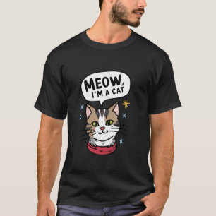 Camiseta Miau Sou um Gato Traje Divertido de Halloween Aman