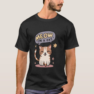 Camiseta Miau Sou um Gato Traje Divertido de Halloween Aman
