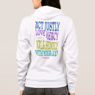 Camiseta Micah 6:8 Colorido Capuz com Zíper da Escritura