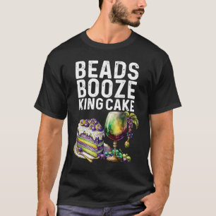 Camiseta Miçanga Booze King Cake Mardi Festa Gras Beba Trip