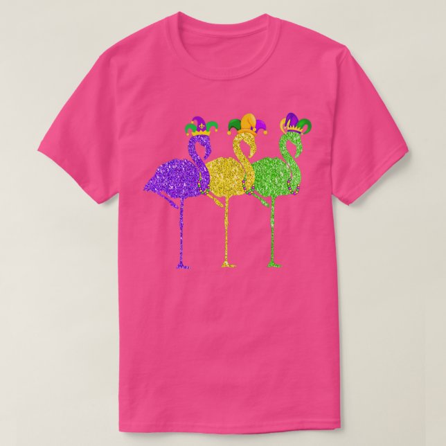 Camiseta Miçanga E Blings Vintage Flamingo Mardi Gras (Frente do Design)