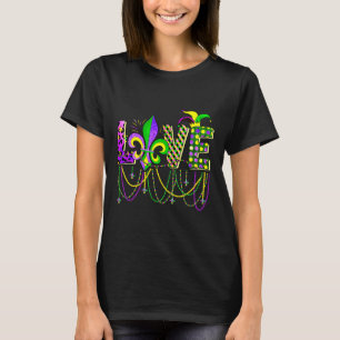 Camiseta Miçangas De Mardi Gras Para Mulheres Engraçado Par