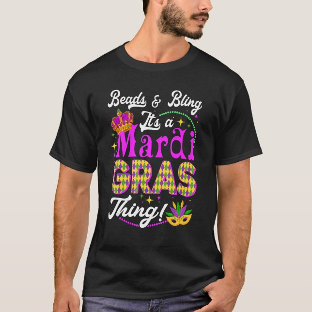 Camiseta Miçangas e Bling É um Carnaval de coisas do Mardi  (Frente)