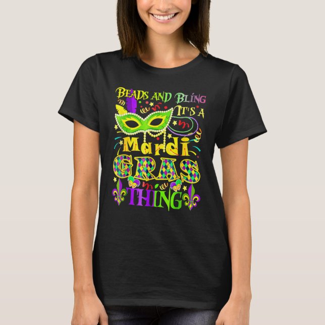 Camiseta Miçangas e Bling É um Carnaval de coisas do Mardi  (Frente)