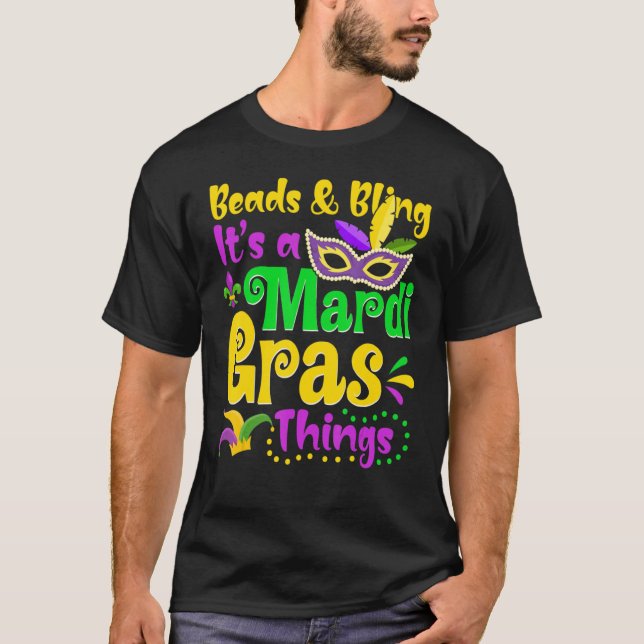 Camiseta Miçangas e Bling É um Carnaval de coisas do Mardi  (Frente)