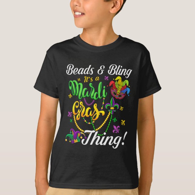 Camiseta Miçangas e Bling É um Carnaval do Mardi Gras. (Frente)