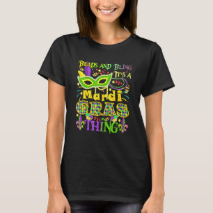 Camiseta Miçangas e Bling É Uma Coisa Do Mardi Gras