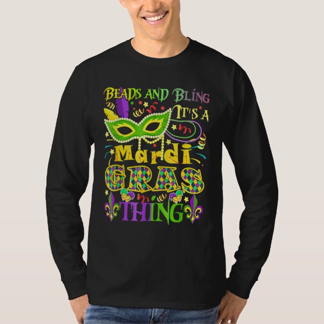 Camiseta Miçangas e Bling É uma Coisa do Mardi Gras 2 (Frente)