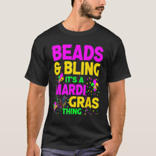 Camiseta Miçangas e Bling É Uma Coisa Mardi Gras Nova Orlea