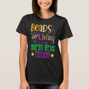 Camiseta Miçangas E Bling É Uma Mardi Gras Engraçada Mardi