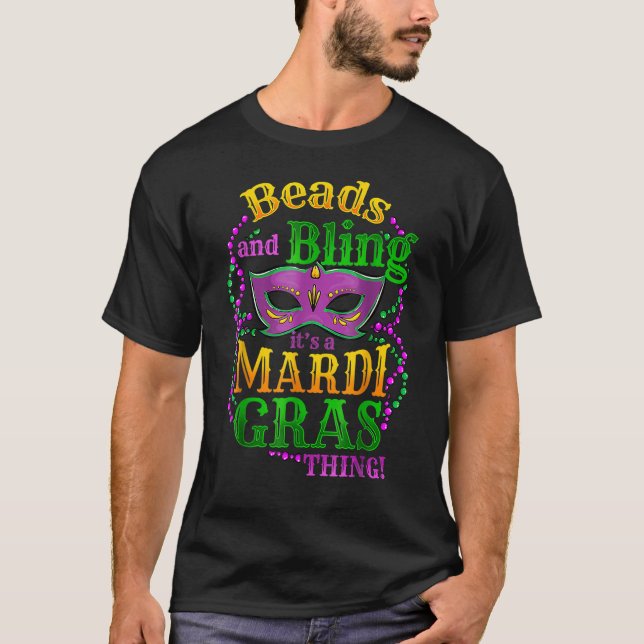 Camiseta Miçangas e Bling É uma Mardi Gras Thing Carnaval B (Frente)