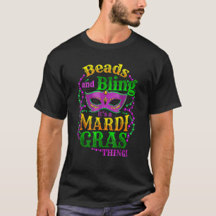 Camiseta Miçangas e Bling É uma Máscara Mardi Gras