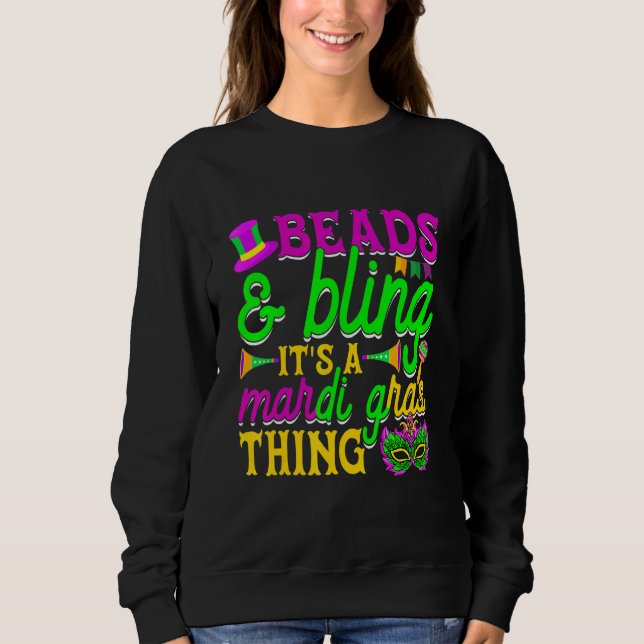 Camiseta Miçangas e Brilho É uma Coisa de Carnaval Mardi Gr (Frente)