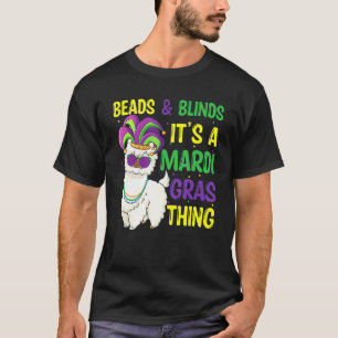 Camiseta Miçangas E Máscara Mardi Gras Llama Alpaca Para Ho