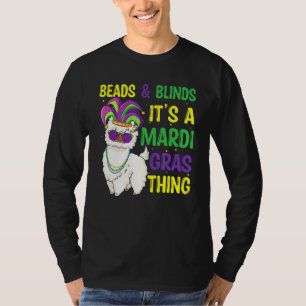 Camiseta Miçangas E Máscara Mardi Gras Llama Alpaca Para Ho
