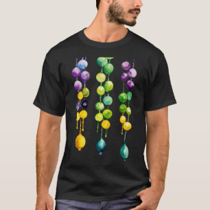 Camiseta Miçangas Mardi Gras em Dourado Verde e Roxo