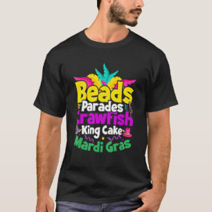 Camiseta miçangas paradas lagostim bolo mardi gras