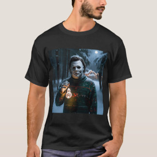 Camiseta Michael Myers com decoração de boneco de neve