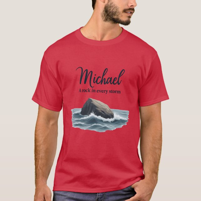 Camiseta Michael uma rocha em cada tempestade vintage (Frente)