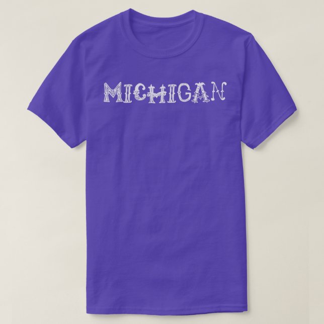 Camiseta Michigan 50 States Names (Frente do Design)