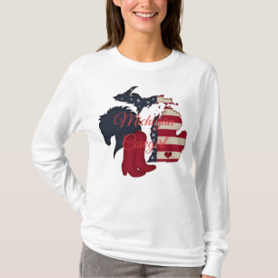 Camiseta Michigan Cowgirl Patriotic Michigan Horse Boots
