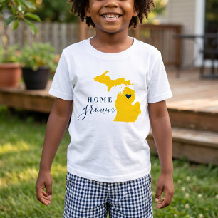 Camiseta Michigan Cultivado em Casa Azul e Dourado