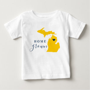 Camiseta Michigan Cultivado em Casa Azul e Dourado
