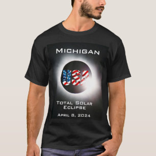 Camiseta Michigan EUA Elipse solar total 8 de abril de 2024