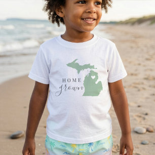 Camiseta Michigan Home Grown Mapa de Estado de Cores Edit