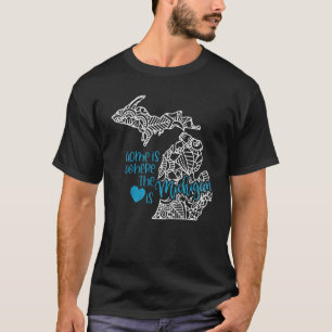 Camiseta Michigan Home State Mi Mandala Mapa Dos Eua Améric