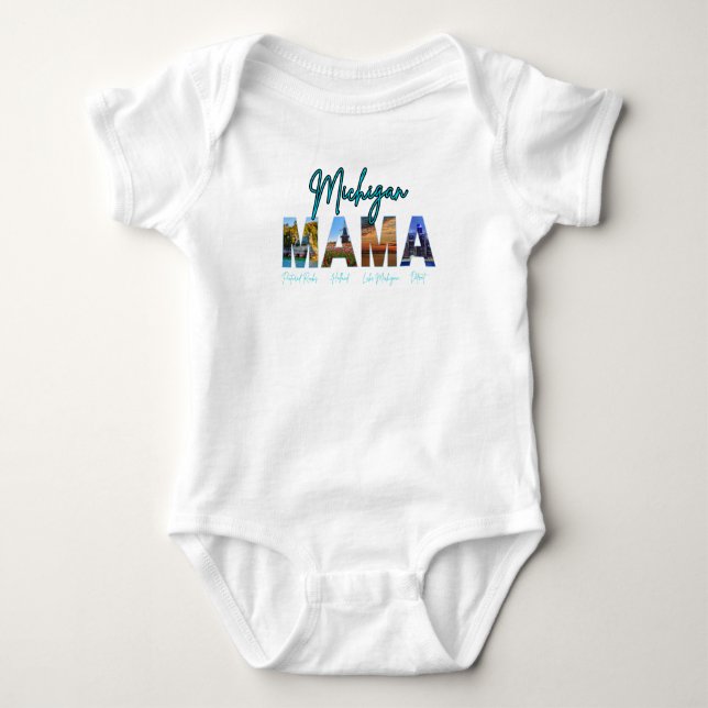 Camiseta 'Michigan Mama' com marcos MI (Frente)