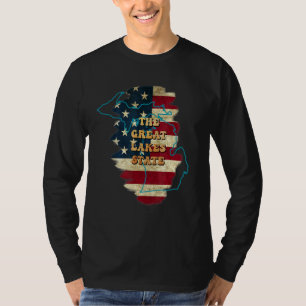 Camiseta Michigan Mi Us Flag Motto