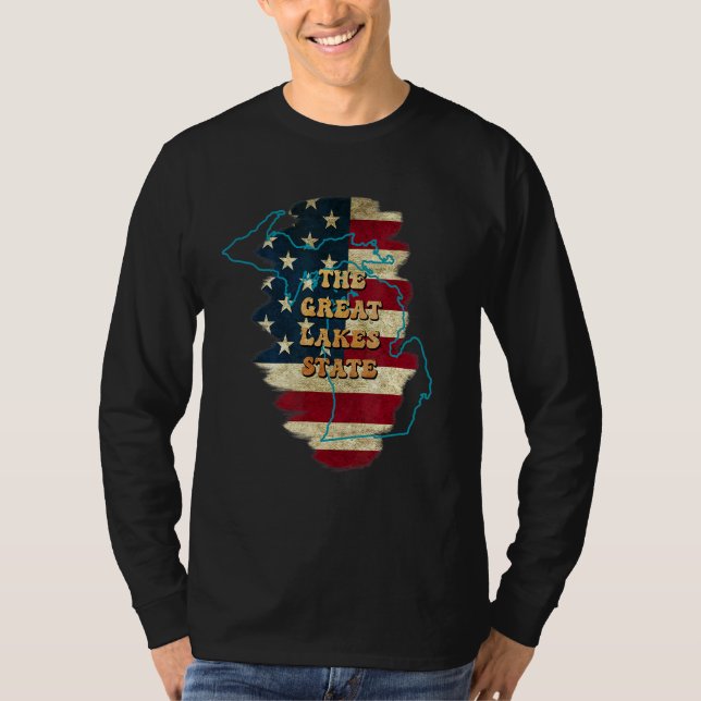 Camiseta Michigan Mi Us Flag Motto (Frente)