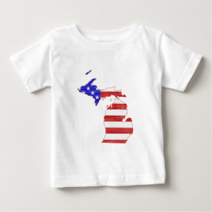 Camiseta Michigan Shape American Flag Patriotic Michigander