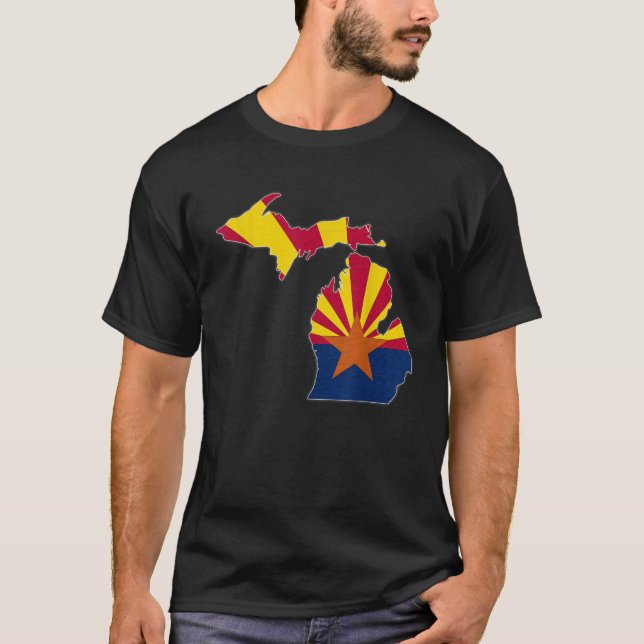 Camiseta MICHIGAN STATE MAP ARIZONA AZ Flag Raízes Homens M (Frente)