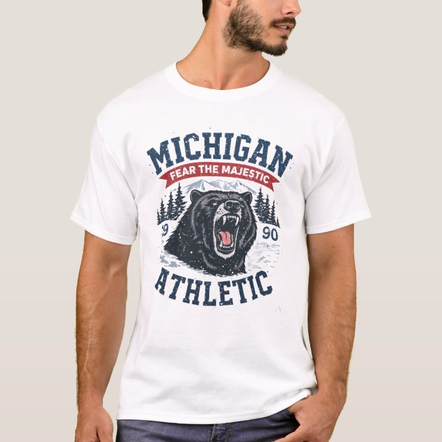 Camiseta Michigan Teme o Urso Majestoso (Frente)