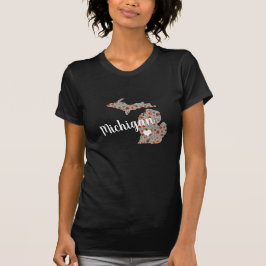 Camiseta Michigan The Mitten State With Poppy Floral Impres