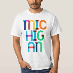 Camiseta Michigan Vintage Retro Arte Pop 80s Cor Primária