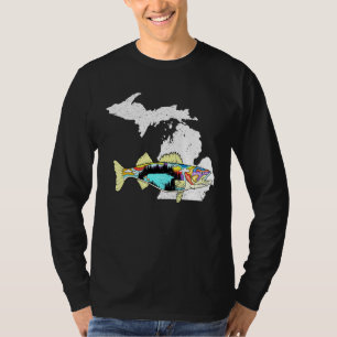 Camiseta Michigan Walleye Pesca Água fresca Pescador Wall