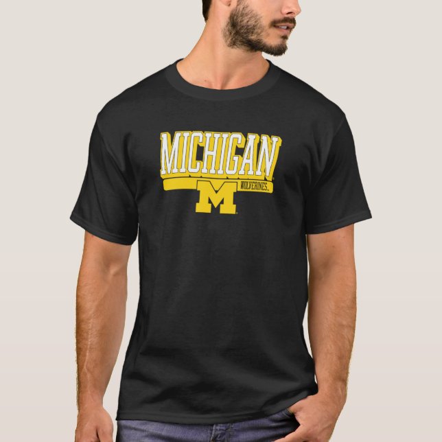 Camiseta Michigan Wolverines Shadow Navy Licença Oficial (Frente)