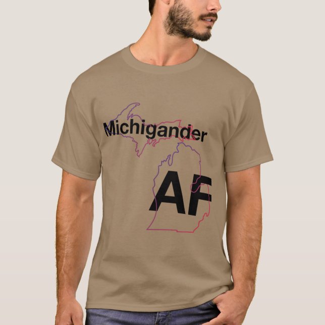 Camiseta Michigander AF Minimalist Michigan State Outline O (Frente)