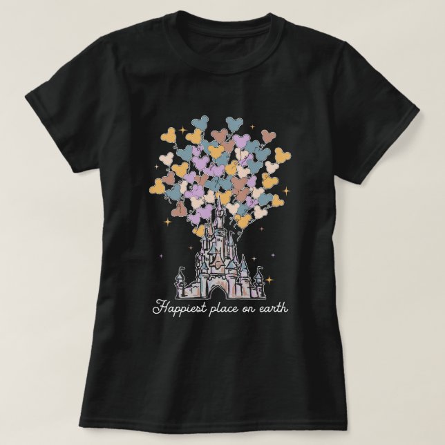 Camiseta mickey e amigos árvore de natal rosa (Frente do Design)