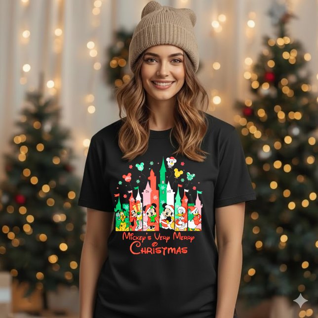 Camiseta Mickey & Friends Very Merry Christmas Castle Disne (Criador carregado)