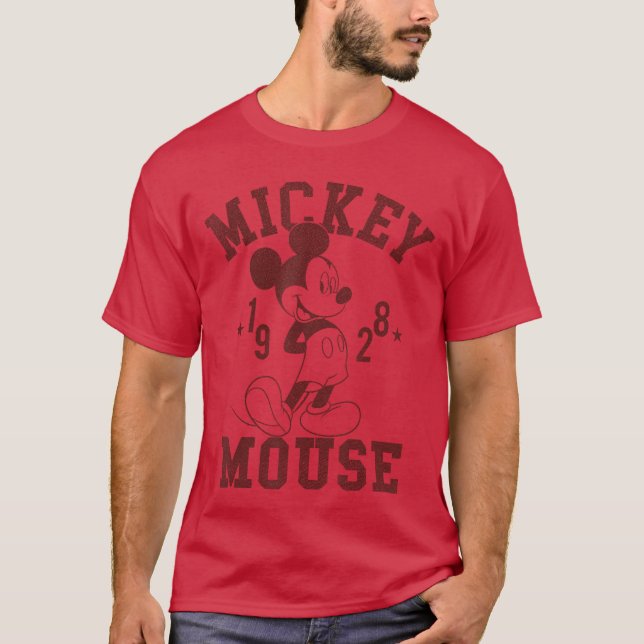Camiseta Mickey Mouse 1928 retrato vintage Maroon (Frente)