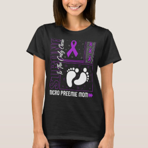 Camiseta Micro Preemie Mãe Pré-maturidade Roxo Ribbon Nicu 